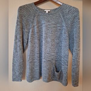 J Jill Pure Jill Womens Lightweight Linen Blend Blue Heathered Sweater Size M